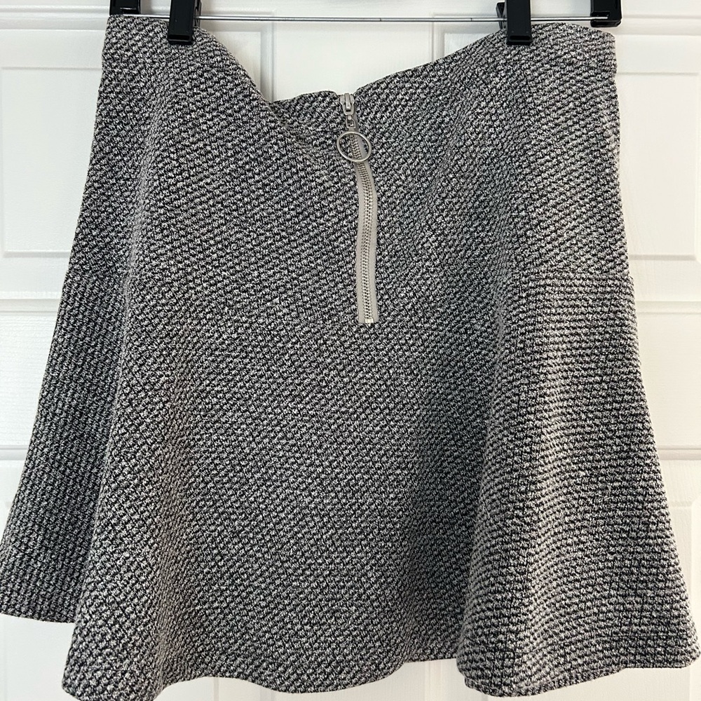 Topshop Black and White Textured Mini Skirt